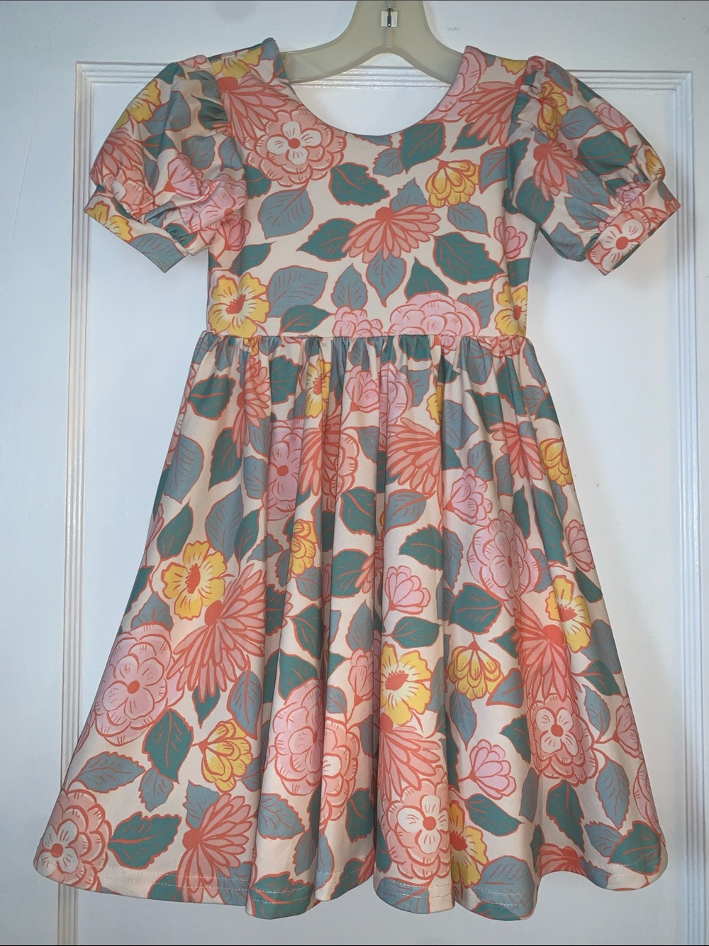 NWT Ollie Jay Puff Twirl Dress Soft Floral 5 Orange Yellow Blue